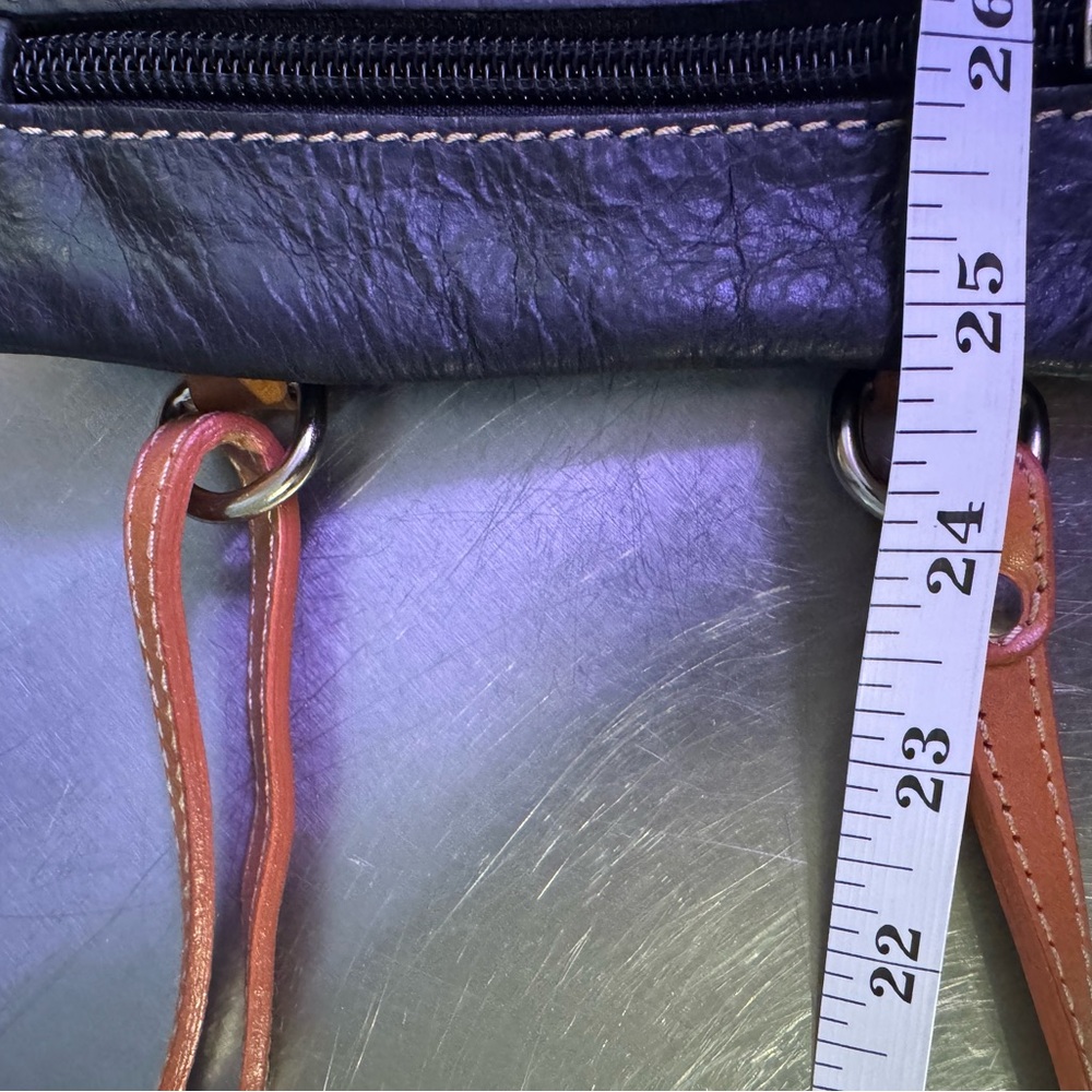 Black Leather Crossbody Bag with Tan Strap - Picture 4 of 8